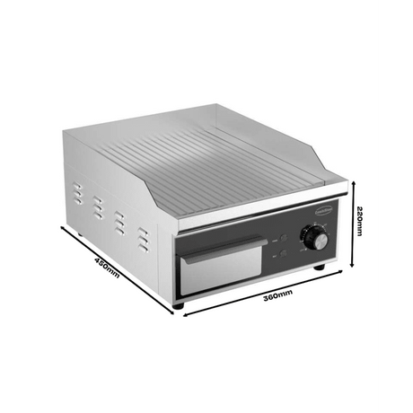 Elektro-Grillplatte - Gerillt - 360x450x220 mm - 2 kW - Gastro-Bedarf24 GmbH