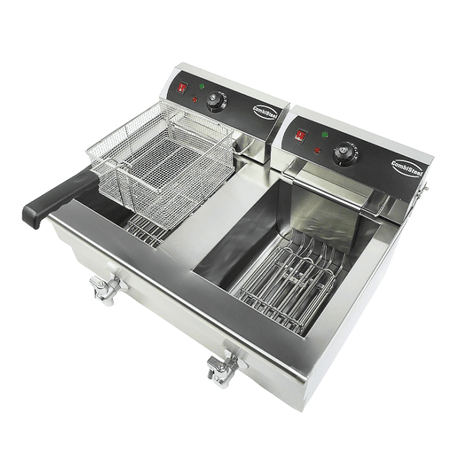 Elektro Tischfritteuse 2x10 Liter - 690x560x380 mm - 10 kW - Gastro-Bedarf24 GmbH
