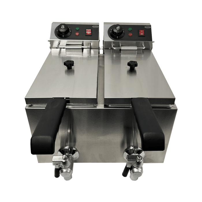 Elektro Tischfritteuse 2x4 Liter - 390x540x330 mm - 4 kw - Gastro-Bedarf24 GmbH
