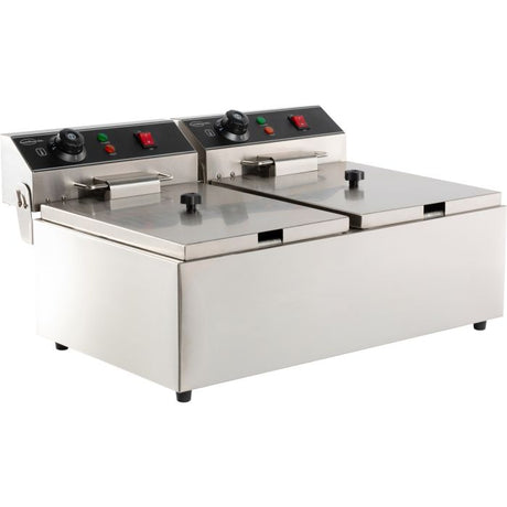 Elektro Tischfritteuse - 2x6 Liter - 590x440x290 mm - 6,6 kW - Gastro-Bedarf24 GmbH