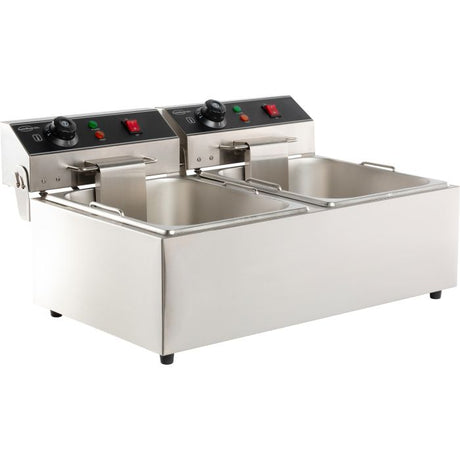 Elektro Tischfritteuse - 2x6 Liter - 590x440x290 mm - 6,6 kW - Gastro-Bedarf24 GmbH