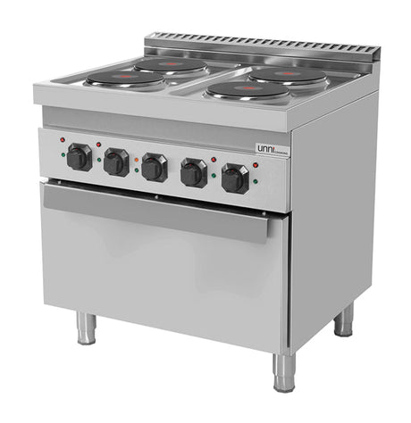 Elektroherd mit 4 Kochfelder und Elektrobackofen - 800x700x850/900 mm - 10,4 kW - Gastro-Bedarf24 GmbH