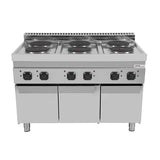 Elektroherd mit 6 Kochfelder und 3 Türen - 1200x700x850/900 mm - 15,6 kW - Gastro-Bedarf24 GmbH