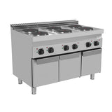 Elektroherd mit 6 Kochfelder und 3 Türen - 1200x700x850/900 mm - 15,6 kW - Gastro-Bedarf24 GmbH