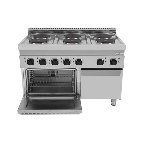 Elektroherd mit 6 Kochfelder und Elektrobackofen - 1200x700x850/900 mm - 19,4 kW - Gastro-Bedarf24 GmbH