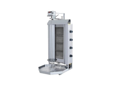 Gas Dönergrill mit Motor oben / Gyrosgrill 4 Brenner / max. 50 kg /  inkl. Flügeltüren - Gastro-Bedarf24 GmbH