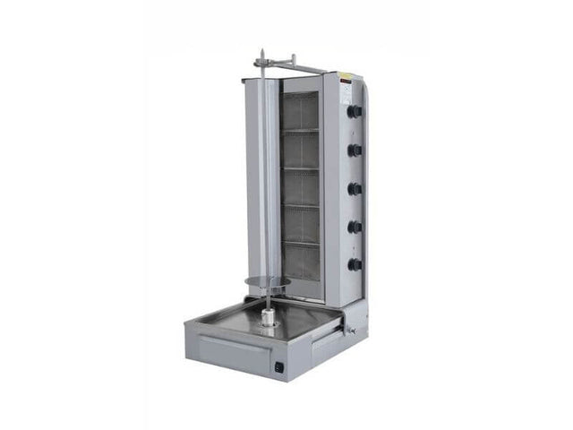Gas Dönergrill mit Motor unten / Gyrosgrill 5 Brenner / max. 100 kg / inkl. Flügeltüren - Gastro-Bedarf24 GmbH
