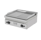 Gas-Grillplatte - 800x700x300 mm - 1/2 glatt – 1/2 gerillt - 13 kW - Gastro-Bedarf24 GmbH