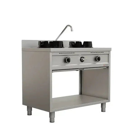 Gas-Wokherd – 1000x600x850/900 mm - 2×15 kW – 2 Kochzonen - Gastro-Bedarf24 GmbH