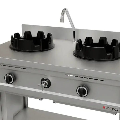 Gas-Wokherd – 1000x600x850/900 mm - 2×15 kW – 2 Kochzonen - Gastro-Bedarf24 GmbH