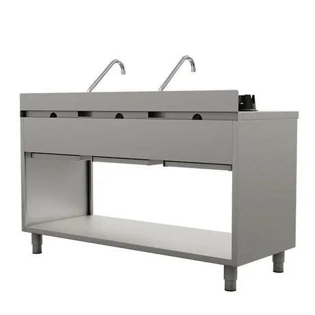 Gas-Wokherd – 1500x600x850/900 mm - 3×15 kW – 3 Kochzonen - Gastro-Bedarf24 GmbH