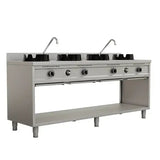 Gas-Wokherd – 2000x600x850/900 mm - 4×15 kW – 4 Kochzonen - Gastro-Bedarf24 GmbH