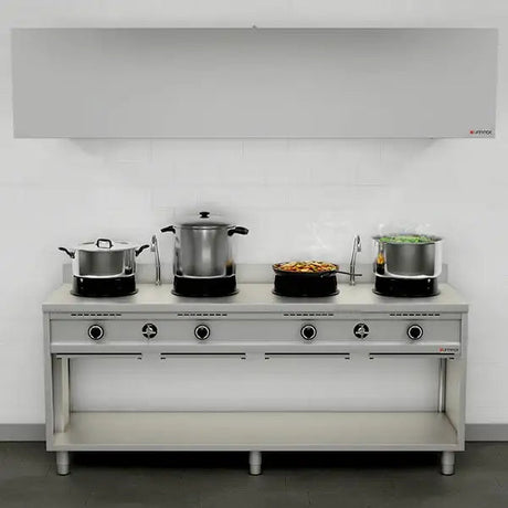 Gas-Wokherd – 2000x600x850/900 mm - 4×15 kW – 4 Kochzonen - Gastro-Bedarf24 GmbH