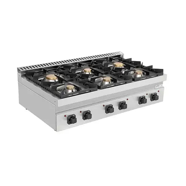 Gasherd - 1200x700x350 mm – 46.5 kW – 6 Kochstellen - Gastro-Bedarf24 GmbH