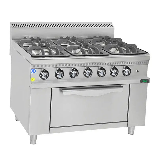 Gasherd 6 Brenner mit Ofen - 44,2 kW - Gastro-Bedarf24 GmbH