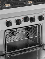 Gasherd mit 4 Kochfelder und Elektrobackofen - 800x700x950/900 mm - 28 kW - Gastro-Bedarf24 GmbH