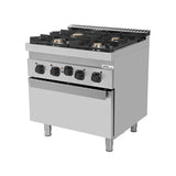 Gasherd mit 4 Kochfelder und Elektrobackofen - 800x700x950/900 mm - 28 kW - Gastro-Bedarf24 GmbH