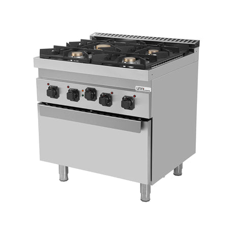 Gasherd mit 4 Kochfelder und Elektrobackofen - 800x700x950/900 mm - 28 kW - Gastro-Bedarf24 GmbH