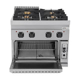 Gasherd mit 4 Kochfelder und Gasbackofen - 800x700x850/900 mm - 35 kW - Gastro-Bedarf24 GmbH