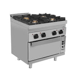 Gasherd mit 4 Kochfelder und Gasbackofen - 800x700x850/900 mm - 35 kW - Gastro-Bedarf24 GmbH