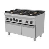 Gasherd mit 6 Kochfelder und Elektrobackofen - 1200x700x850/900 mm - 44 kW - Gastro-Bedarf24 GmbH