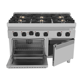 Gasherd mit 6 Kochfelder und Elektrobackofen - 1200x700x850/900 mm - 44 kW - Gastro-Bedarf24 GmbH