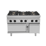 Gasherd mit 6 Kochfelder und Gasbackofen - 1200x700x850/900 mm - 50,5 kW - Gastro-Bedarf24 GmbH