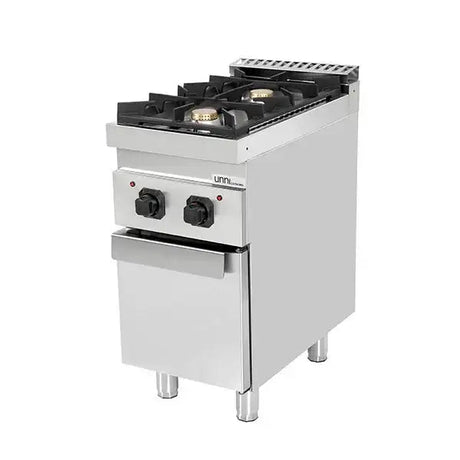 Gasherd mit Türen - 400x700x850/900 mm – 13 kW – 2 Kochstellen - Gastro-Bedarf24 GmbH