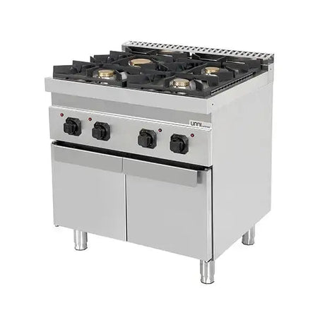 Gasherd mit Türen - 800x700x850/900 mm – 28 kW – 4 Kochstellen - Gastro-Bedarf24 GmbH