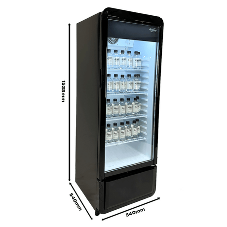 Getränkekühlschrank 1 Tür - 240 Liter - Schwarz - 540x560x1525 mm - Gastro-Bedarf24 GmbH