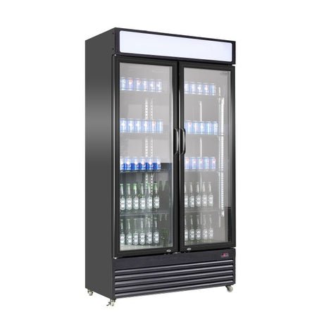 Getränkekühlschrank 2 Türen - Schwarz - 780 Liter - 1120x595x2100 mm - inkl. Räder - Gastro-Bedarf24 GmbH