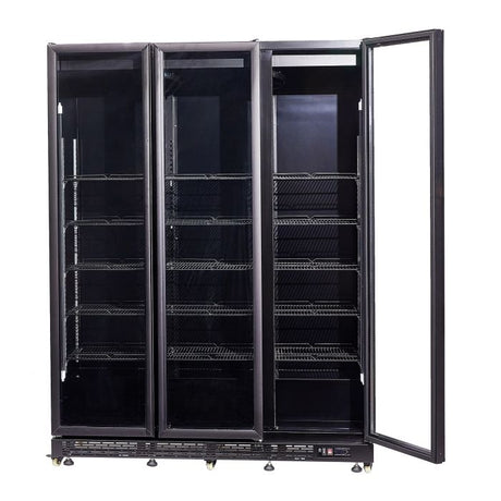 Getränkekühlschrank mit 3 Türen - Schwarz - 1200 Liter - 1600x600x2100 mm - inkl. Räder - Gastro-Bedarf24 GmbH