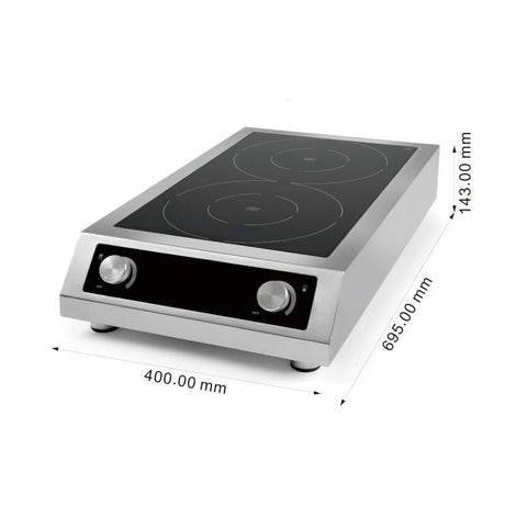Induktionsherd 2 Zonen - Tischgerät - 408x700x145 mm - 7 kW - Gastro-Bedarf24 GmbH