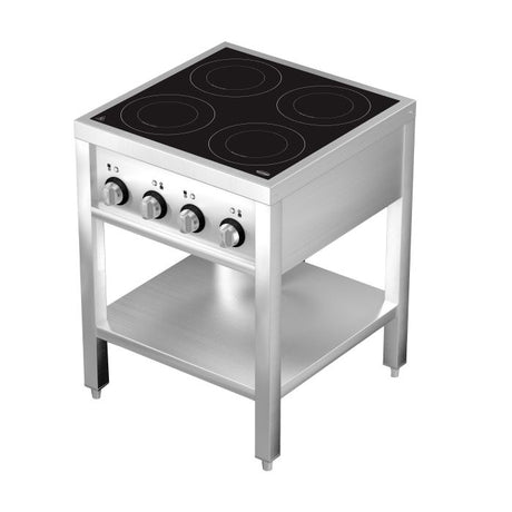 Induktionsherd 4 Zonen mit offenem Unterbau - 655x655x875 mm - 14 kW - Gastro-Bedarf24 GmbH