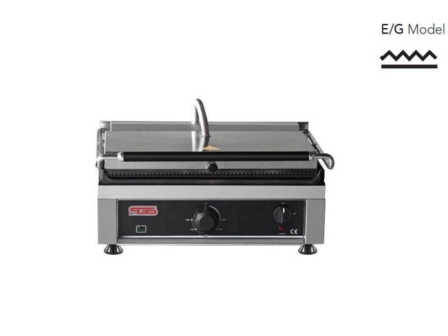 Kontaktgrill / Oben Gerillt / Unten Glatt / 2,5 kW / Tischgrill / Paninimaker - Gastro-Bedarf24 GmbH