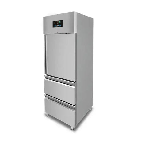 Kühlschrank – 1 Tür – GN 2/1 – 650 Liter – 1 Halbtür und 2 Schubladen - Gastro-Bedarf24 GmbH