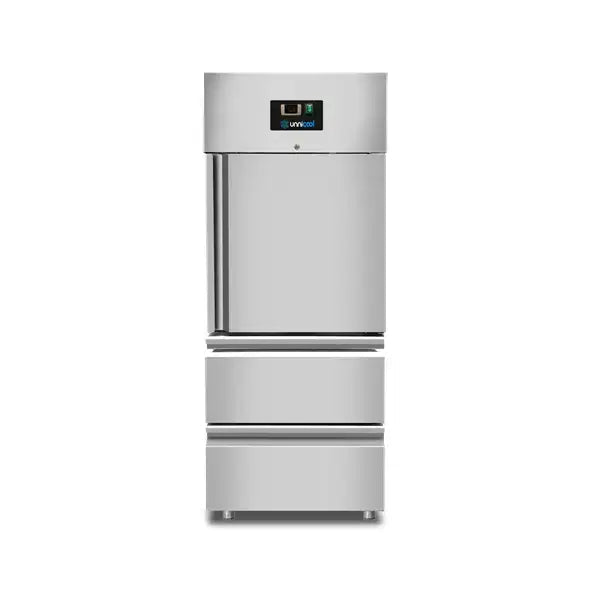 Kühlschrank – 1 Tür – GN 2/1 – 650 Liter – 1 Halbtür und 2 Schubladen - Gastro-Bedarf24 GmbH