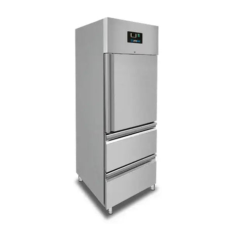 Kühlschrank – 1 Tür – GN 2/1 – 650 Liter – 1 Halbtür und 2 Schubladen - Gastro-Bedarf24 GmbH
