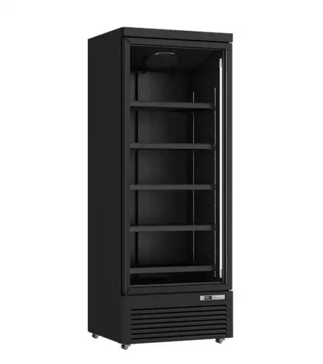 Kühlschrank | 614L | Schwarz | 0°C bis +10°C | Lüfterkühlung | Gebremste Rollen - Gastro-Bedarf24 GmbH