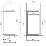 Kühlschrank 650 L / 1-türig GN2/1 - Monoblock, 740 x 830 mm - Gastro-Bedarf24 GmbH