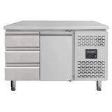 Kühltisch / 1 Tür & 3 Schubladen links - Monoblock, 1360 x 700 mm - Gastro-Bedarf24 GmbH