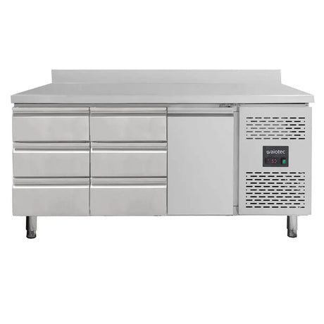 Kühltisch / 1 Tür & 6 Schubladen links/mitte inkl. Aufkantung - Monoblock, 1795 x 700 mm - Gastro-Bedarf24 GmbH