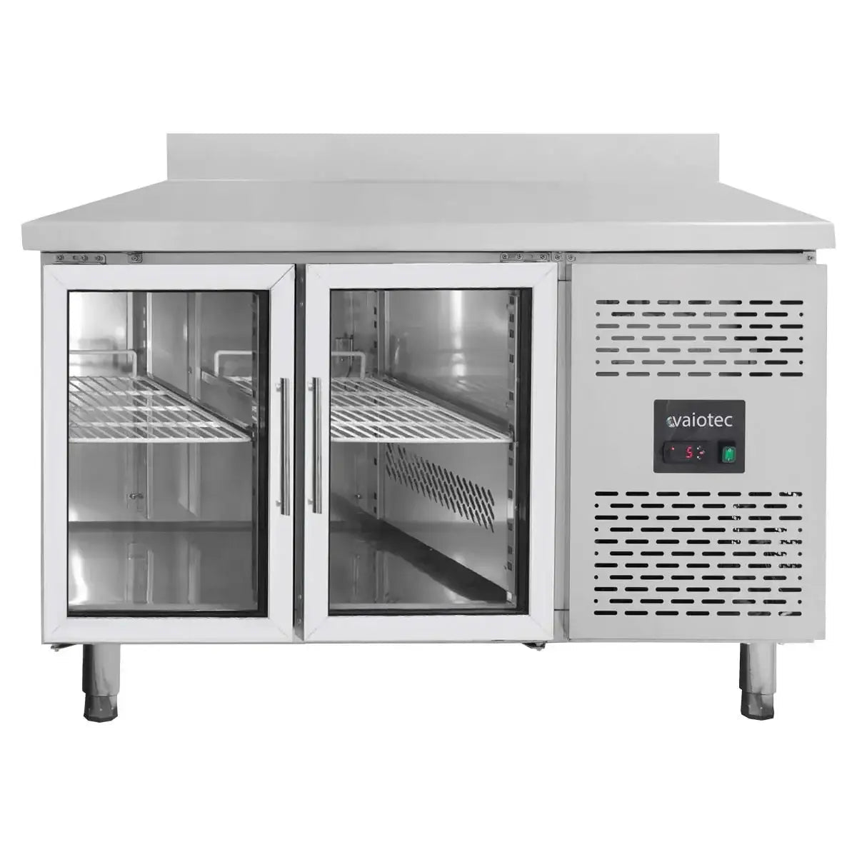 Kühltisch / 2 Glastüren inkl. Aufkantung - Monoblock, 1360 x 700 mm - Gastro-Bedarf24 GmbH