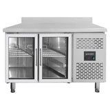 Kühltisch / 2 Glastüren inkl. Aufkantung - Monoblock, 1360 x 700 mm - Gastro-Bedarf24 GmbH