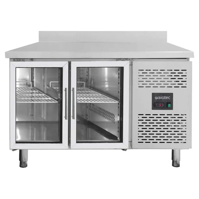 Kühltisch / 2 Glastüren inkl. Aufkantung - Monoblock, 1360 x 700 mm - Gastro-Bedarf24 GmbH