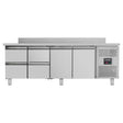 Kühltisch / 2 Türen & 4 Schubladen inkl. Aufkantung - Monoblock, 2230 x 700 mm - Gastro-Bedarf24 GmbH