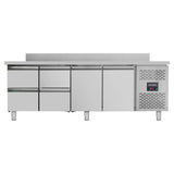 Kühltisch / 2 Türen & 4 Schubladen inkl. Aufkantung - Monoblock, 2230 x 700 mm - Gastro-Bedarf24 GmbH