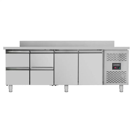 Kühltisch / 2 Türen & 4 Schubladen inkl. Aufkantung - Monoblock, 2230 x 700 mm - Gastro-Bedarf24 GmbH