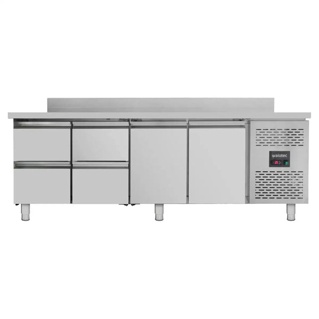 Kühltisch / 2 Türen & 4 Schubladen inkl. Aufkantung - Monoblock, 2230 x 700 mm - Gastro-Bedarf24 GmbH