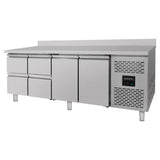 Kühltisch / 2 Türen & 4 Schubladen inkl. Aufkantung - Monoblock, 2230 x 700 mm - Gastro-Bedarf24 GmbH